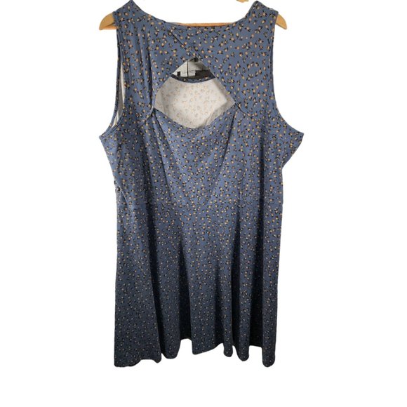 Ladies Blue/Black/Yellow Floral Print Sundress w/ Keyhole Back - Picture 2 of 2